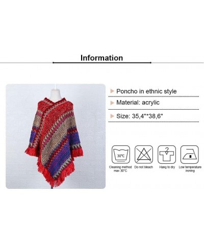 Knitted Poncho Sweater for Women - Soft, Warm and Thick Cardigan Style Shawls and Wraps with Fringe and Tassels Skyblue $15.9...