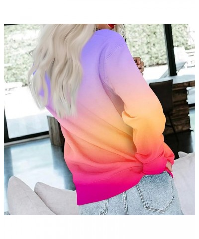 Crew Neck Sweatshirts for Women Casual Basic Pullover Long Sleeve Solid Color Fall Tops Outfits with Pockets 2023 D050- Pink ...