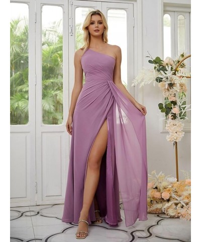 One Shoulder Bridesmaid Dresses for Women A Line Pleated Formal Dress with Slit YMS310 Teal $28.04 Dresses