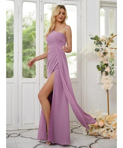 One Shoulder Bridesmaid Dresses for Women A Line Pleated Formal Dress with Slit YMS310 Teal $28.04 Dresses