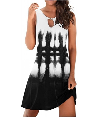 Summer Dresses for Women 2023 Sleeveless V Neck Floral Mini Tshirt Dress Casual Cover Ups Swimwear D-black $10.43 Swimsuits