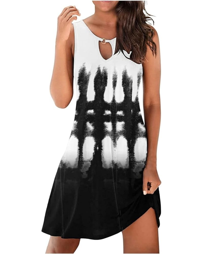 Summer Dresses for Women 2023 Sleeveless V Neck Floral Mini Tshirt Dress Casual Cover Ups Swimwear D-black $10.43 Swimsuits