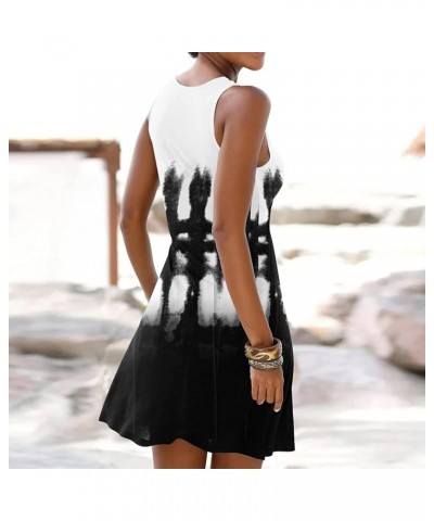 Summer Dresses for Women 2023 Sleeveless V Neck Floral Mini Tshirt Dress Casual Cover Ups Swimwear D-black $10.43 Swimsuits