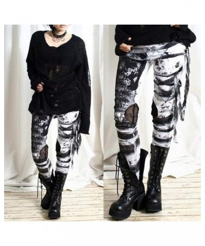 Plus Size Womens Pants Gothic Criss Cross Lace Up Buckle Strap Skinny Leggings Steampunk Ladies Trouser Gray $4.67 Pants