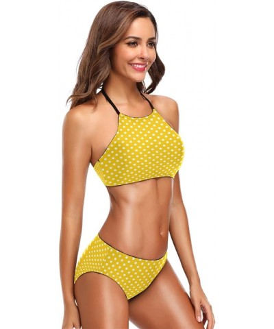 Jamaica Flag Bikini Swimsuit Womens High Neck Halter Two Piece Bathing Suit Polka Dot $14.10 Swimsuits