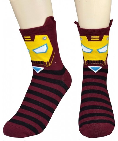 Women's Superheroes and Villains Cute Cartoon Hero Socks Set Stripes and Ears 5 Pair $10.39 Socks