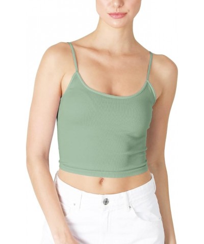 Women Seamless Low Back Crop Top Cami, Made in U.S.A, One Size Velvet Sage $10.30 Tanks