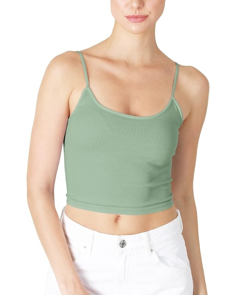 Women Seamless Low Back Crop Top Cami, Made in U.S.A, One Size Velvet Sage $10.30 Tanks