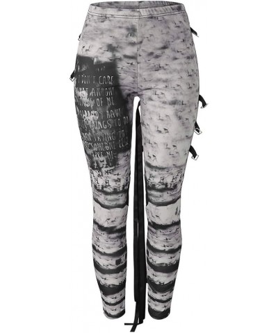 Plus Size Womens Pants Gothic Criss Cross Lace Up Buckle Strap Skinny Leggings Steampunk Ladies Trouser Gray $4.67 Pants