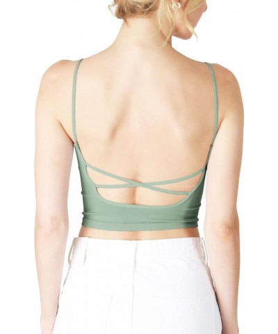 Women Seamless Low Back Crop Top Cami, Made in U.S.A, One Size Velvet Sage $10.30 Tanks