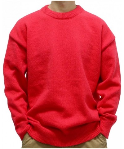 Winter Sweater Mens And Womens Candy Colored Loose Plus Size Round Neck Pullover Sweater Solid Color Sweater Red $19.37 Sweaters