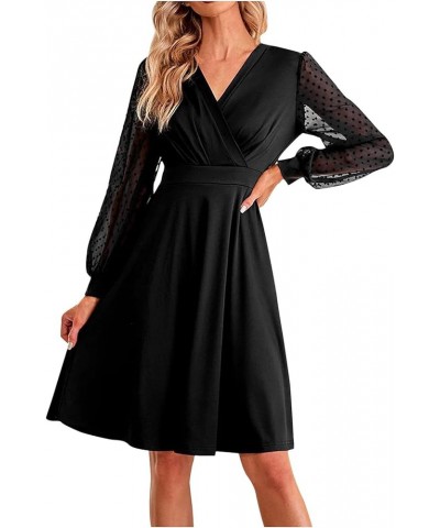 Women's Fall Fashion 2023 Long Sleeve Stylish Casual V-Neck Slim Dress Clothes Black $9.58 Dresses