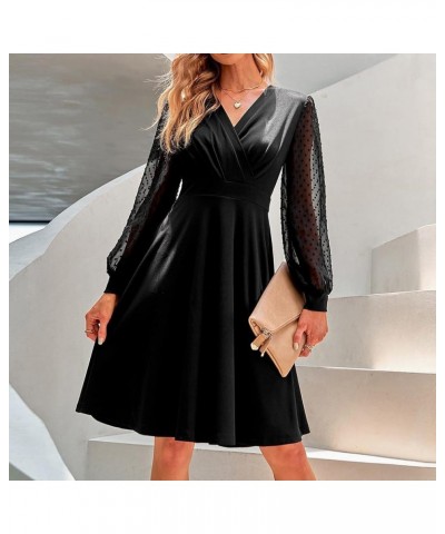 Women's Fall Fashion 2023 Long Sleeve Stylish Casual V-Neck Slim Dress Clothes Black $9.58 Dresses