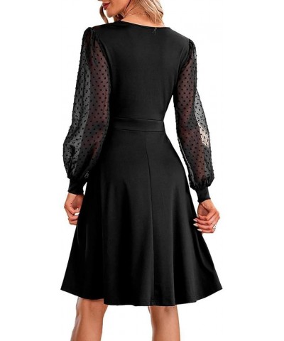 Women's Fall Fashion 2023 Long Sleeve Stylish Casual V-Neck Slim Dress Clothes Black $9.58 Dresses