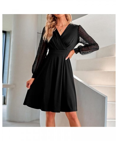 Women's Fall Fashion 2023 Long Sleeve Stylish Casual V-Neck Slim Dress Clothes Black $9.58 Dresses