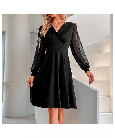 Women's Fall Fashion 2023 Long Sleeve Stylish Casual V-Neck Slim Dress Clothes Black $9.58 Dresses