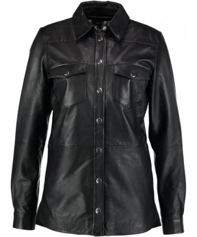 Women's Lambskin Leather Biker Jacket KN227 $72.85 Coats