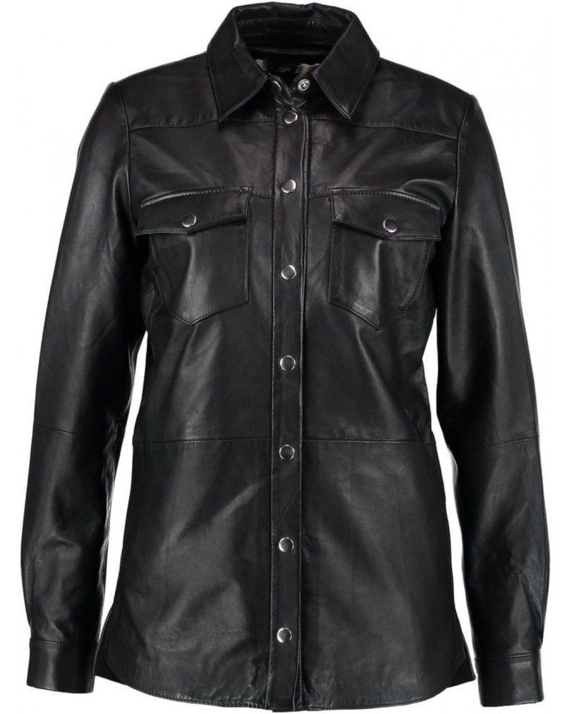 Women's Lambskin Leather Biker Jacket KN227 $72.85 Coats