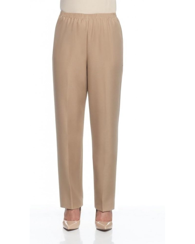 Women's Petite Polyester Pull-On Pants - Short Length, Tan, 16 Petite Short $9.04 Pants