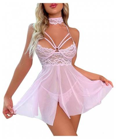 Lingerie for Women Cutout Babydoll Chemise Exotic Nightgowns Sheer Lace Lingerie Sleepwear Teddy Nightdress with Garter Belt ...