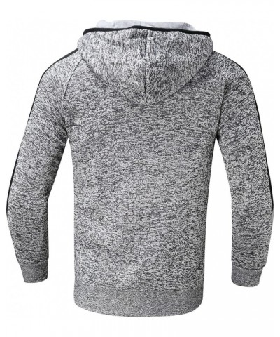 Mens Full Zip Hoodies 2023 Color Block Printed Long Sleeve Drawstring Sweatshirs Coat Sport Outwear Jacket With Pockets Grey-...