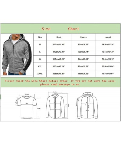 Mens Full Zip Hoodies 2023 Color Block Printed Long Sleeve Drawstring Sweatshirs Coat Sport Outwear Jacket With Pockets Grey-...