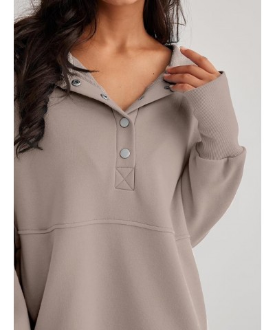 Womens Oversized Button Hoodies Sweatshirts Pullover Casual Long Sleeve Tops with Pockets Fall Winter 2023 Coffeegrey $13.74 ...