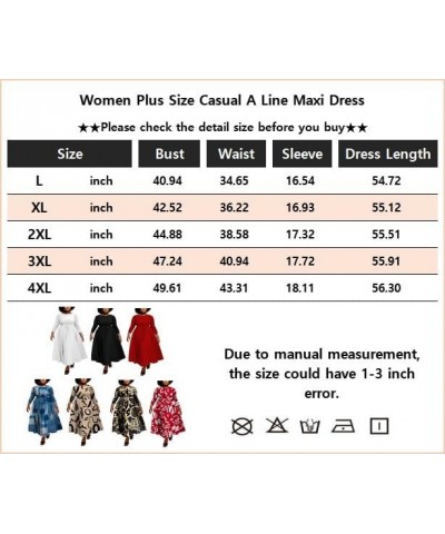 Women Plus Size Formal A Line Maxi Dress Self Tie Waist with Pockets Elegant Round Neck 3/4 Sleeve Swing Long Dresses A64 Pur...