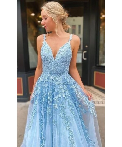 Lace Appliques Prom Dresses for Women Spaghetti Straps Tulle Ball Gown V Neck Wedding Formal Gowns Champagne $47.70 Dresses