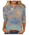 3/4 Sleeve Tops for Women Fashion Casual Round Neck Shirts Vintage Floral Print Loose Fitting Blouses 01-light Blue $7.08 Acc...