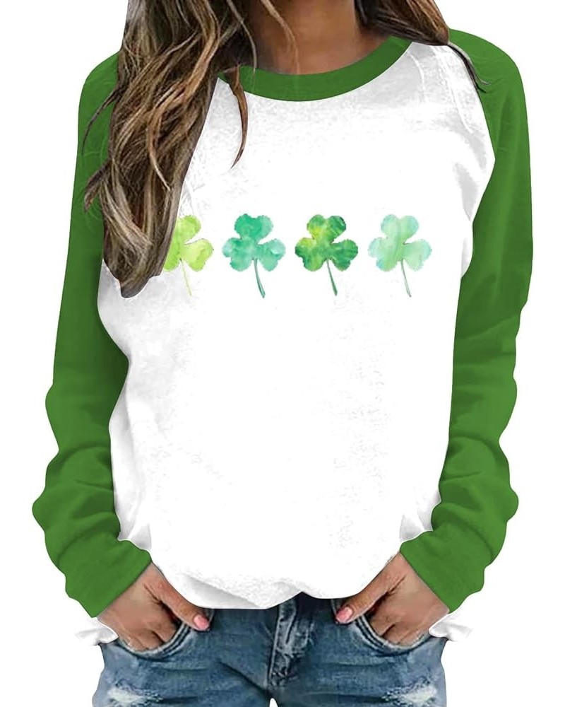 St. Patrick's Day Sweatshirt for Women Long Sleeve Casual Loose Pullover Tops Trendy Blouses Clover Graphic Shirts F3-green $...