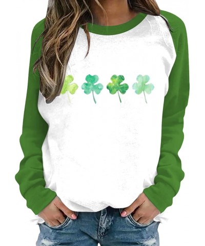 St. Patrick's Day Sweatshirt for Women Long Sleeve Casual Loose Pullover Tops Trendy Blouses Clover Graphic Shirts F3-green $...