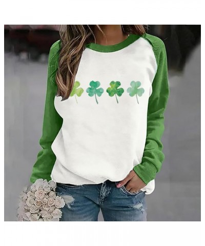 St. Patrick's Day Sweatshirt for Women Long Sleeve Casual Loose Pullover Tops Trendy Blouses Clover Graphic Shirts F3-green $...