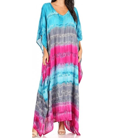 Catia Women's Boho Casual Long Maxi Caftan Dress Kaftan Cover-up LougeWear 5-navypink $19.71 Swimsuits