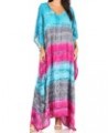 Catia Women's Boho Casual Long Maxi Caftan Dress Kaftan Cover-up LougeWear 5-navypink $19.71 Swimsuits