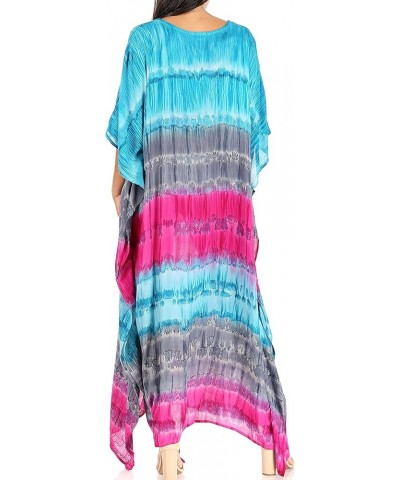 Catia Women's Boho Casual Long Maxi Caftan Dress Kaftan Cover-up LougeWear 5-navypink $19.71 Swimsuits