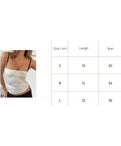 Women Spaghetti Strap Crop Top Summer Casual Camisole Vest Sleeveless Off Shoulder Slim Fit Tank Tops White $7.50 Tanks