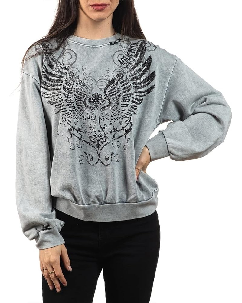 Long Sleeve Sweatshirts for Women. Angel Wing & Cross Womens Sweater Silver Lava Wash $34.03 Tops