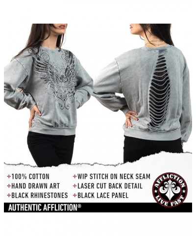 Long Sleeve Sweatshirts for Women. Angel Wing & Cross Womens Sweater Silver Lava Wash $34.03 Tops