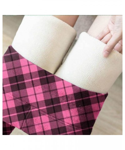 Soft Clouds Fleece Leggings for Women New Casual Warm Winter Plaid Tights Thermal Pants Sherpa Lined Slim Leggings Pink $8.24...