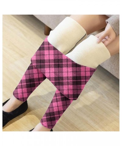 Soft Clouds Fleece Leggings for Women New Casual Warm Winter Plaid Tights Thermal Pants Sherpa Lined Slim Leggings Pink $8.24...