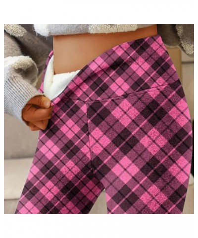 Soft Clouds Fleece Leggings for Women New Casual Warm Winter Plaid Tights Thermal Pants Sherpa Lined Slim Leggings Pink $8.24...