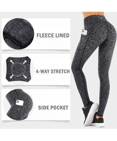 Fleece Lined Leggings with Pockets for Women Thermal Leggings for Women High Waisted Yoga Pants Winter Workout Leggings Space...