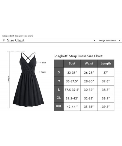 Women's Sundress V Neck Floral Spaghetti Strap Summer Casual Backless Swing Dress with Pocket Black-004 $13.24 Dresses