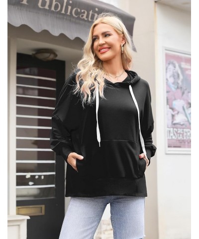 Women's Oversized Hoodies Casual Pullover Drawstring Long Sleeve Hooded Sweatshirts with Pocket Y2K Clothes Black $11.20 Hood...