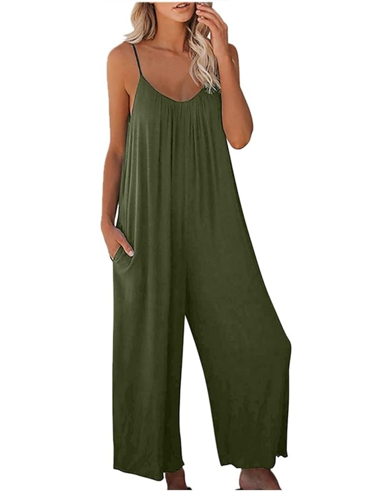 Rompers for Women Summer,Womens Jumpsuits Loose Sleeveless Pocket Jumpsuit Harem Bohemian Baggy Overalls Wide Leg Bib Overall...