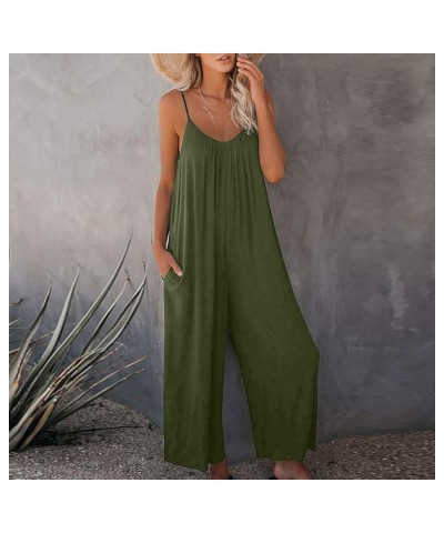 Rompers for Women Summer,Womens Jumpsuits Loose Sleeveless Pocket Jumpsuit Harem Bohemian Baggy Overalls Wide Leg Bib Overall...