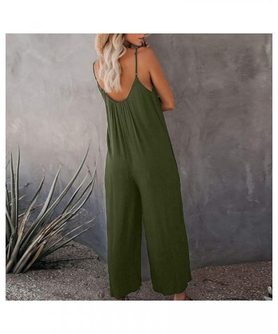 Rompers for Women Summer,Womens Jumpsuits Loose Sleeveless Pocket Jumpsuit Harem Bohemian Baggy Overalls Wide Leg Bib Overall...