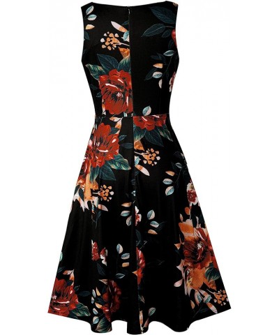 Women's Deep V Neck Casual Cocktail Skater Dress with Pockets A293 Black/Yellow Floral $15.84 Dresses