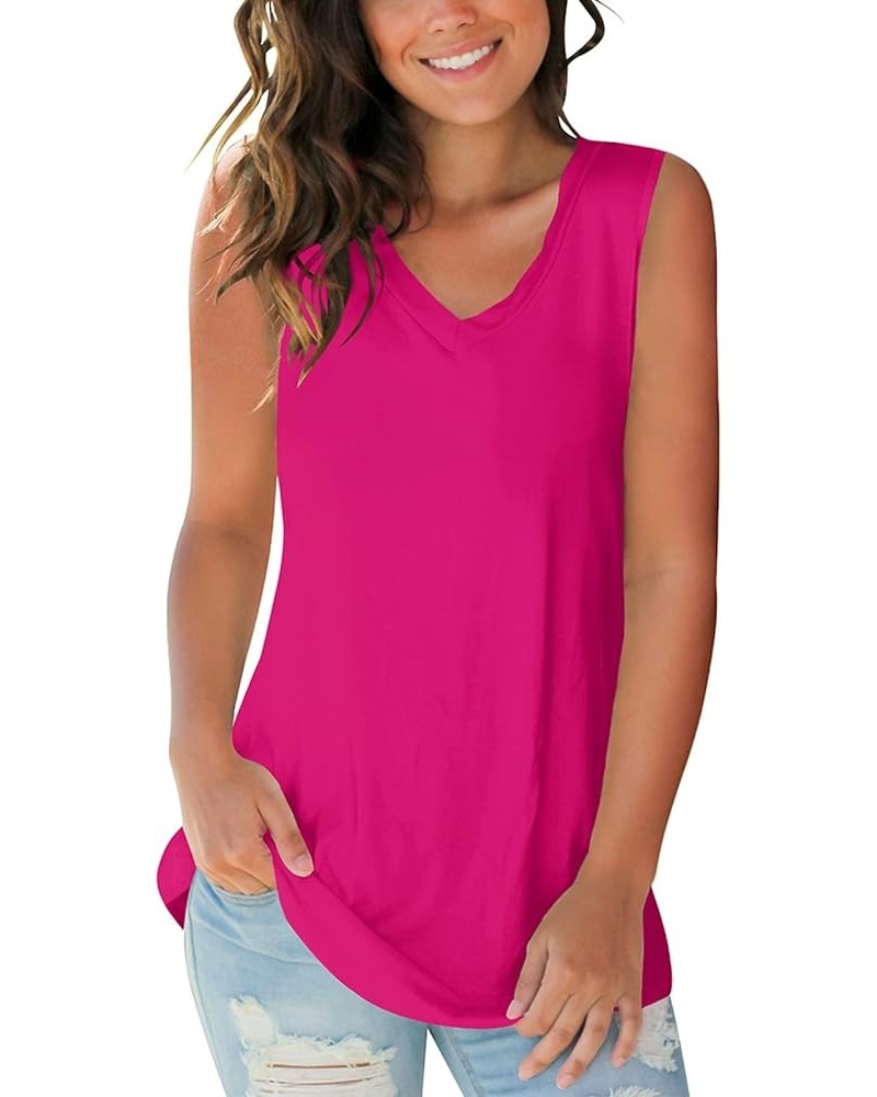 Women's Spring T-Shirts V Neck Tops Long Sleeve Shirts Loose Fit 08-rose Red $8.84 T-Shirts